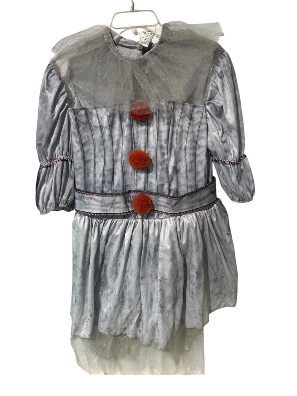 Rubie's pennywise Clown Halloween Costume Dress with Red Pom-Poms